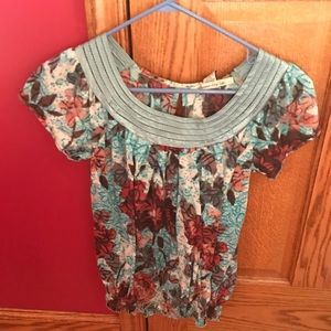 Blue floral short sleeve shirt